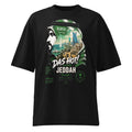 Das Hot! Jeddah oversized streetwear t-shirt featuring Arabian profile artwork inspired by Al-Balad, King Fahd Fountain, the Red Sea, and the modern Jeddah skyline.