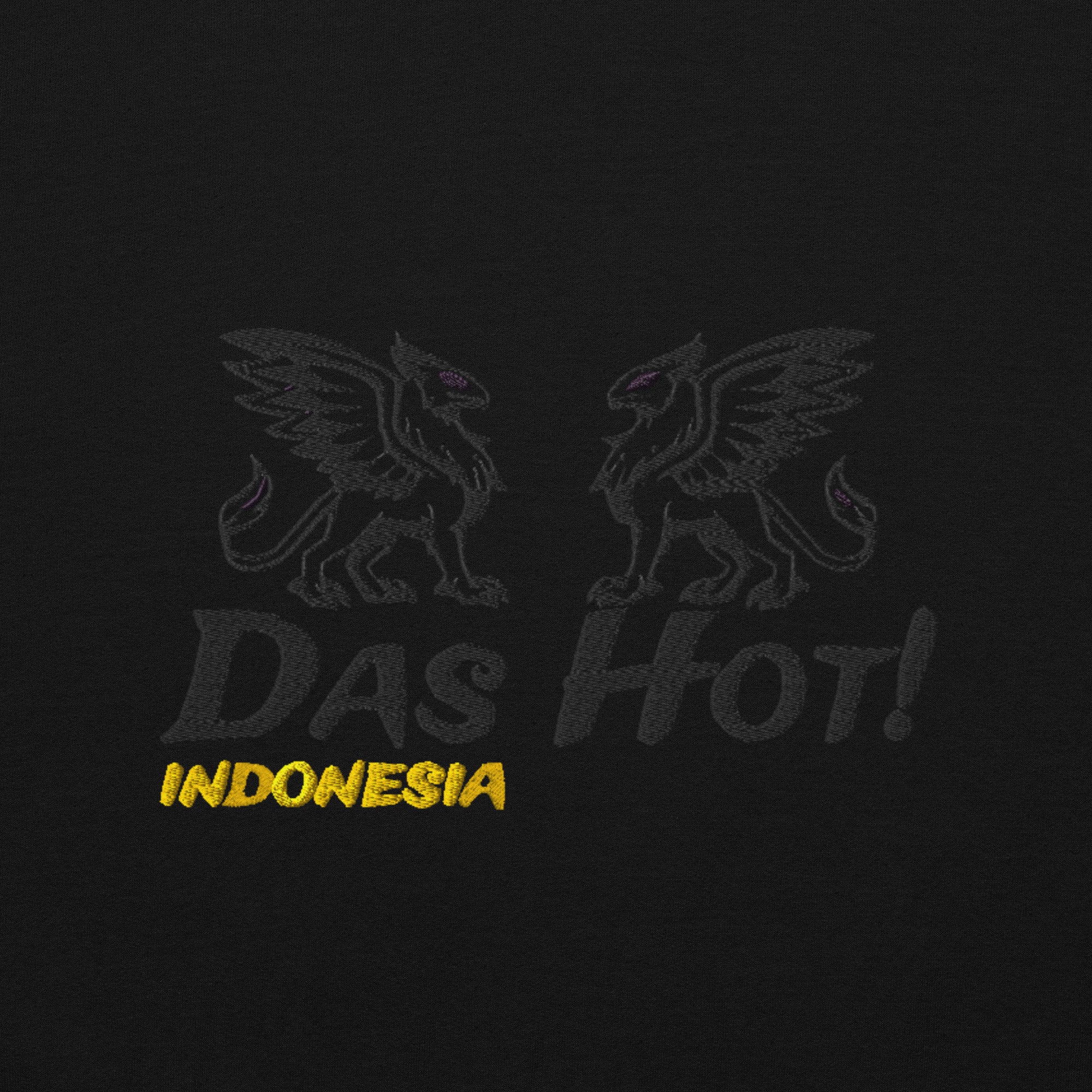 Hoodie Indonesia Hitam Das Hot - Close Up Ekstrem Griffin Bersayap Bordir Detail