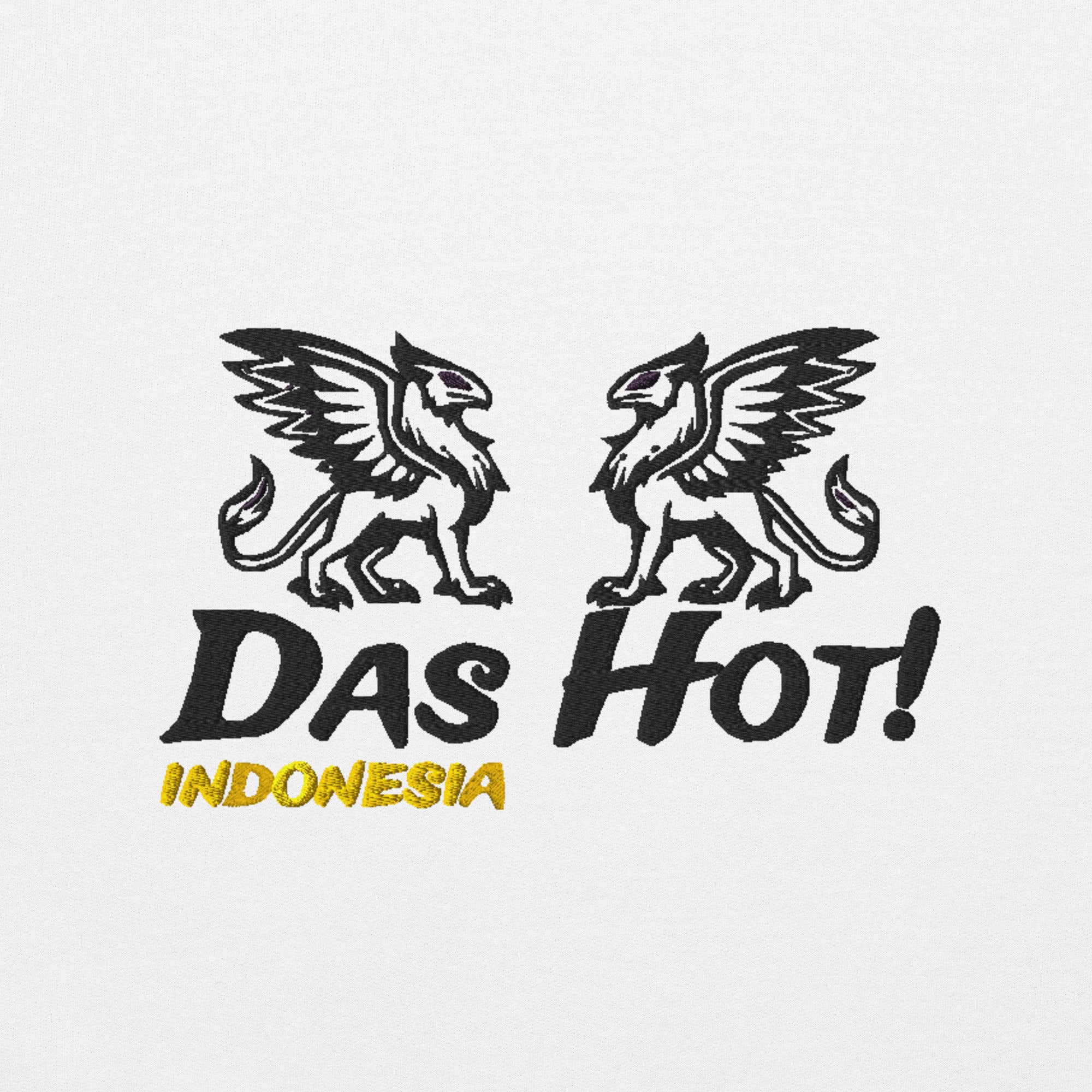 Hoodie Indonesia Putih Das Hot - Close Up Ekstrem Griffin Bersayap Bordir Detail
