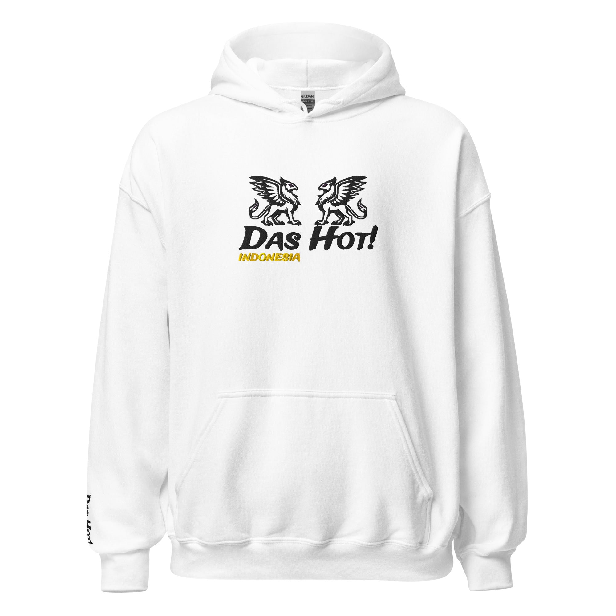 Hoodie Indonesia Putih Das Hot Ghost - Tampak Depan Griffin Bersayap Bordir