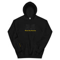 Black flat unisex streetwear hoodie 8oz with tone on tone chest griffins and golden yellow Marina Bay Singapore front center embroidery