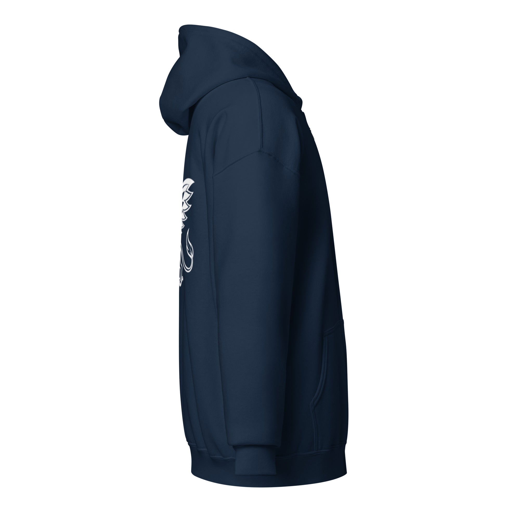 Women's navy blue griffin zip up hoodie ghost right side view Das Hot Deutschland