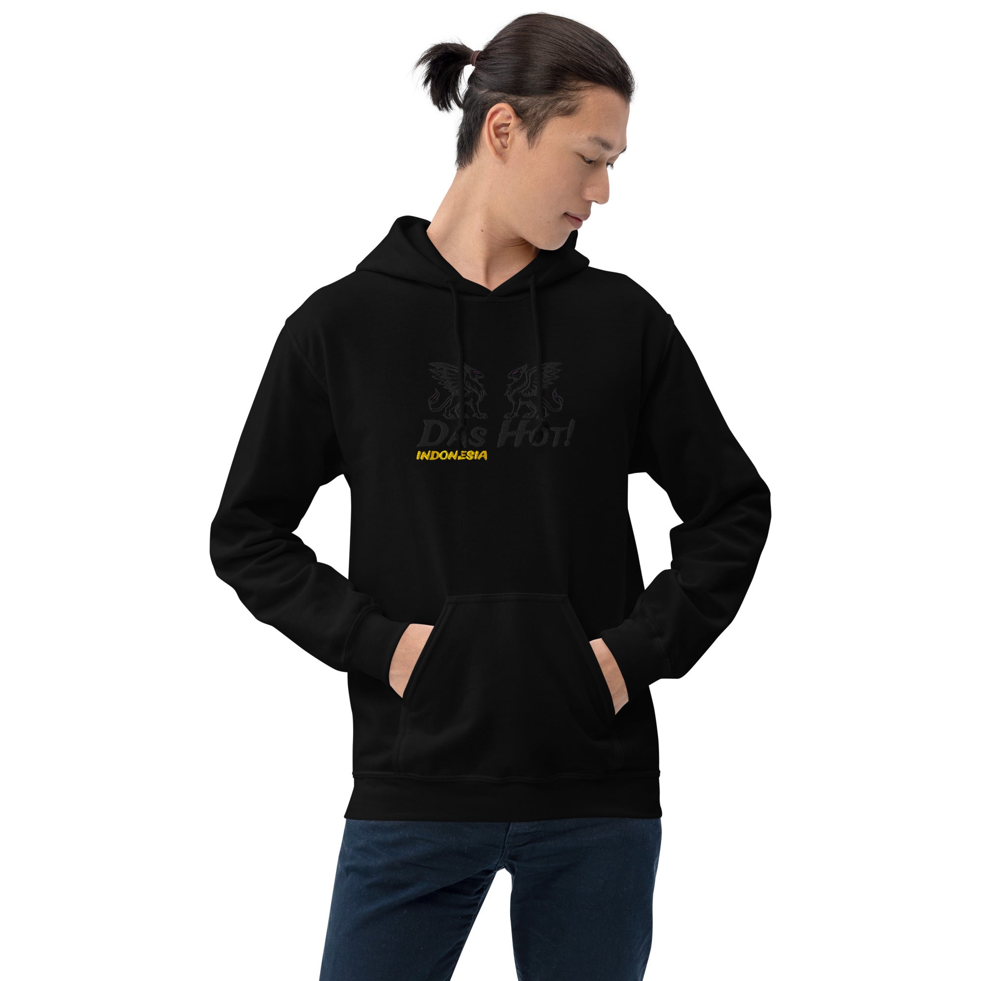 Pria Hoodie Indonesia Hitam Das Hot - Tampak Depan Jarak Jauh Griffin Bersayap Bordir