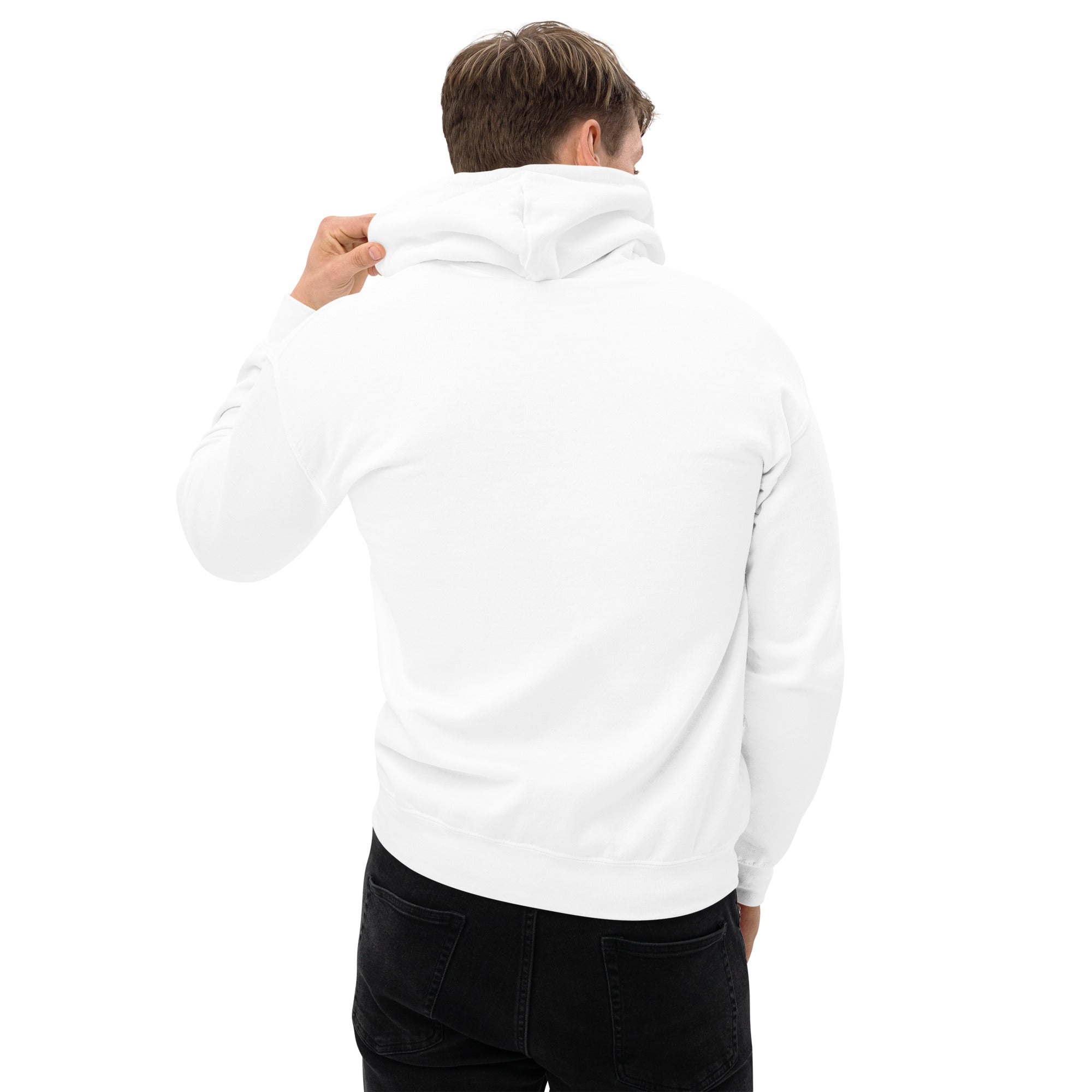 Pria Hoodie Indonesia Putih Das Hot - Tampak Belakang Griffin Bersayap Bordir