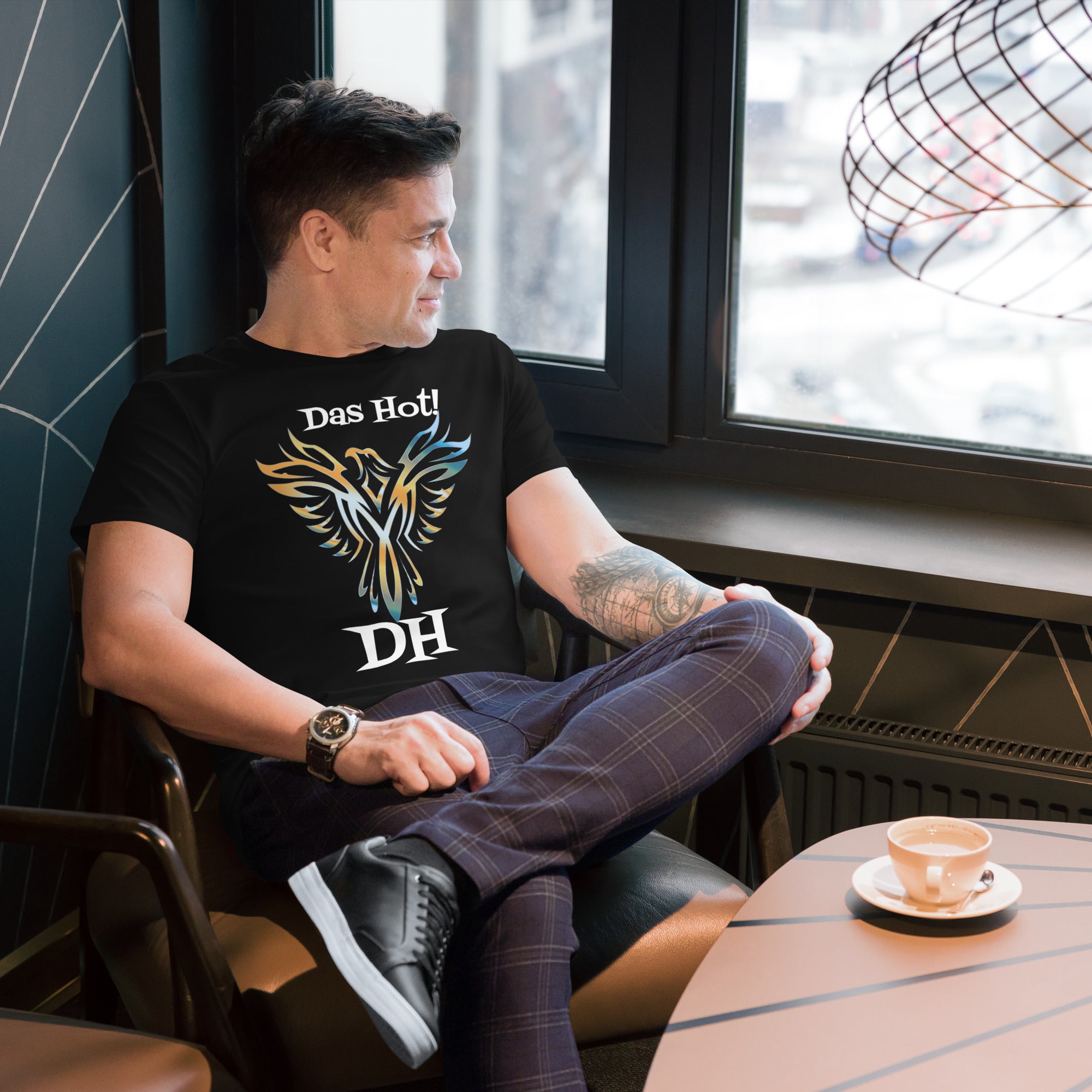Tribal Eagle design t-shirt with Das Hot! branding.